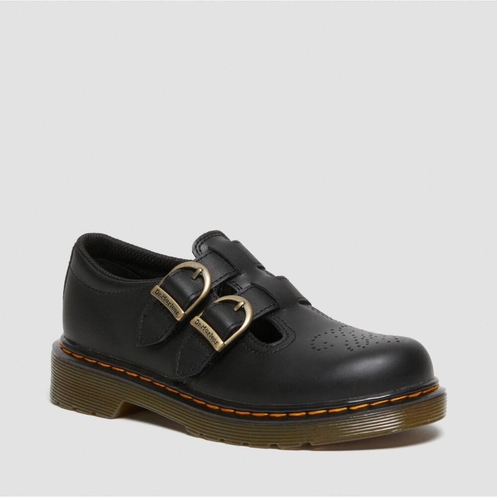 Dr. Martens 8065 Mary Jane Shoes Black Leather Girls Size 11